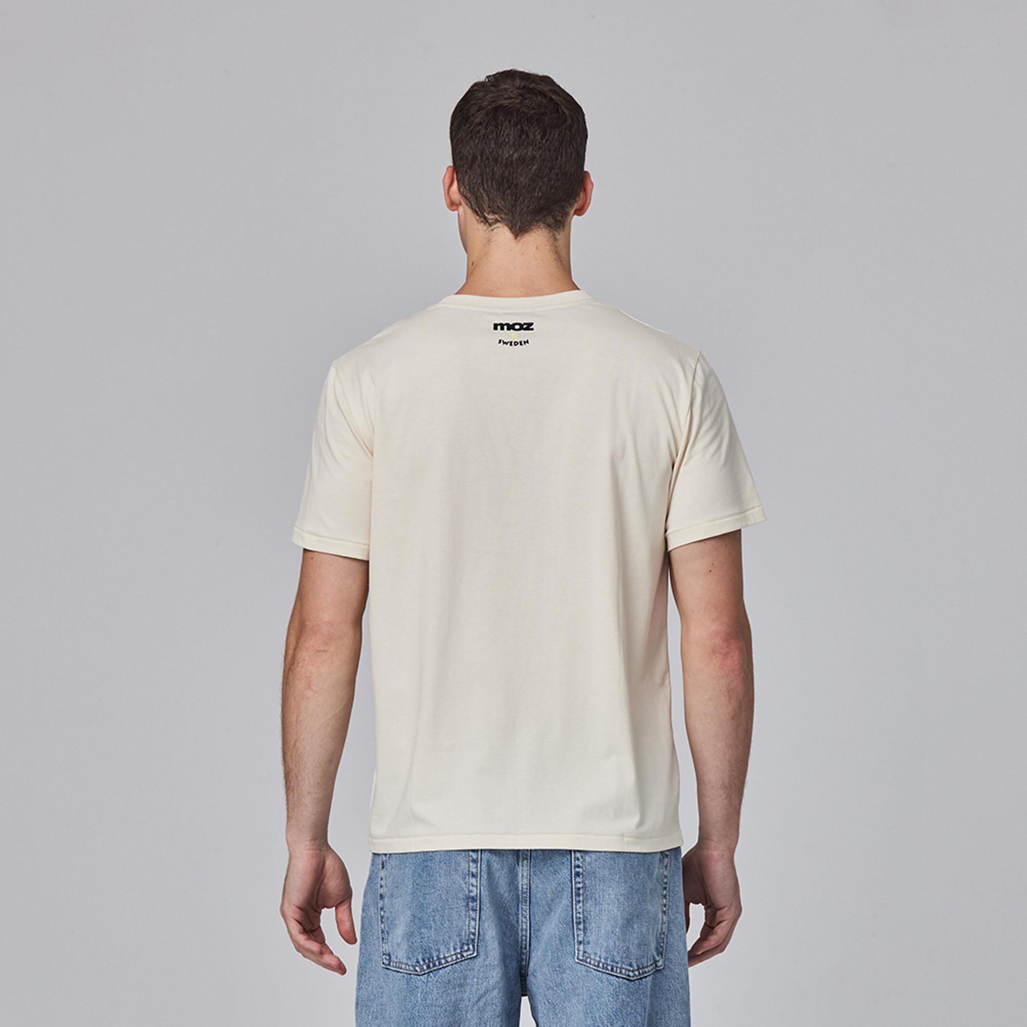 moz Sweden hand-painted moose comfortable soft cotton 100% cotton short T-cream white