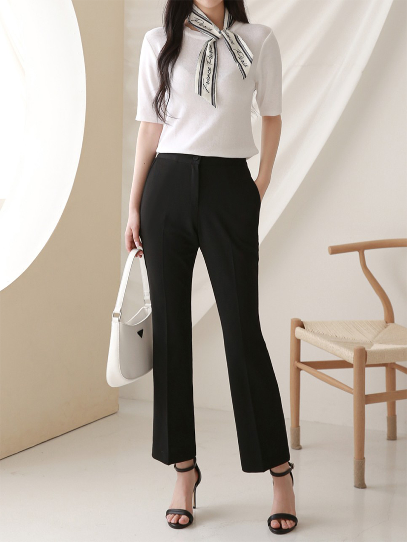 [現貨] 夏季螞蟻腰微喇叭西裝褲 [ 黑色 / S,M,L,XL ]