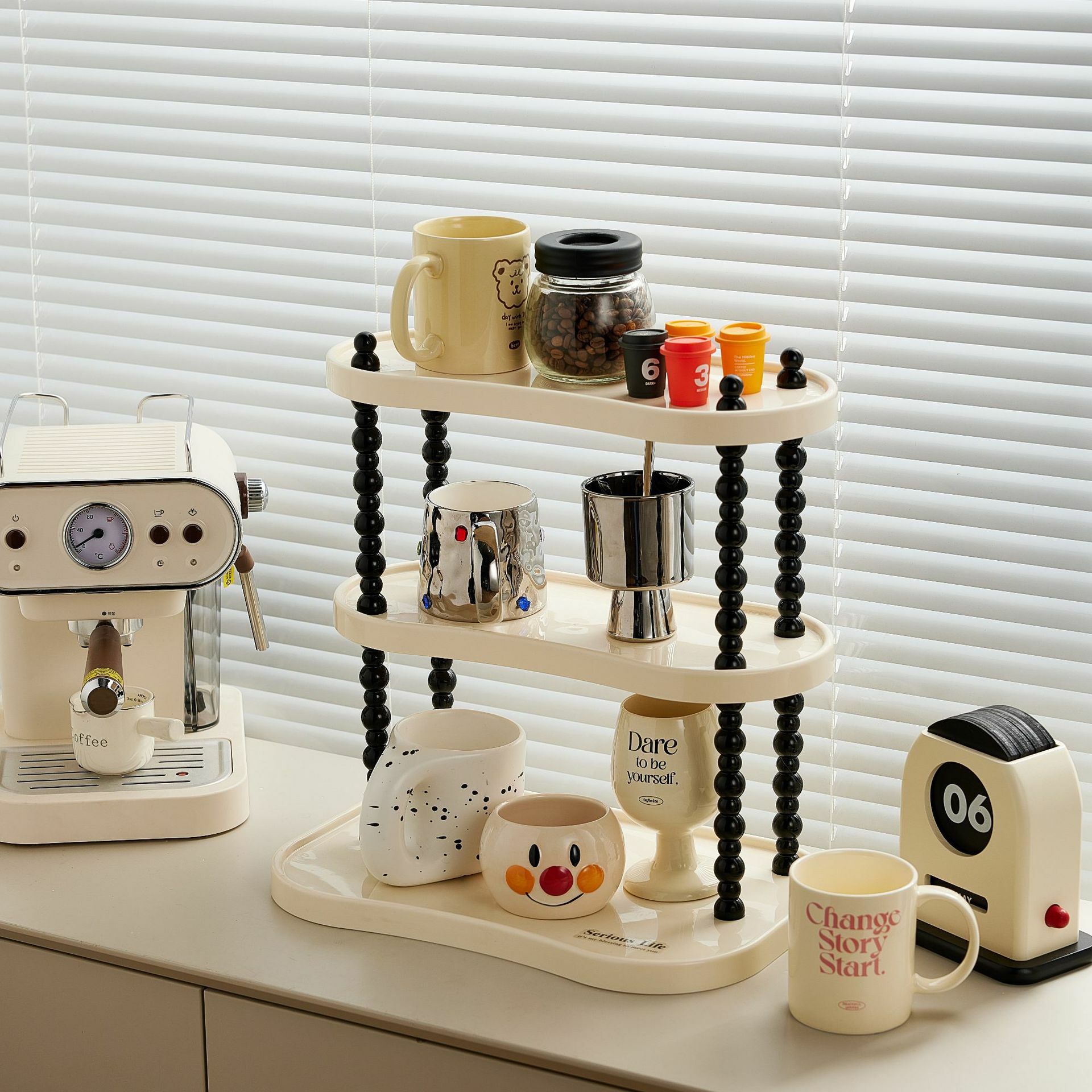 《4037》溫馨奶油風珠珠多層置物展示架