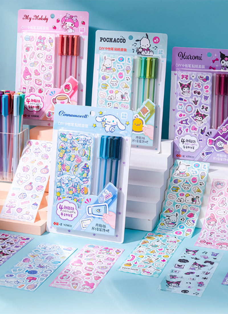 一正文具三麗鷗圖像卡通DIY中性筆貼貼紙套裝 YZ9631