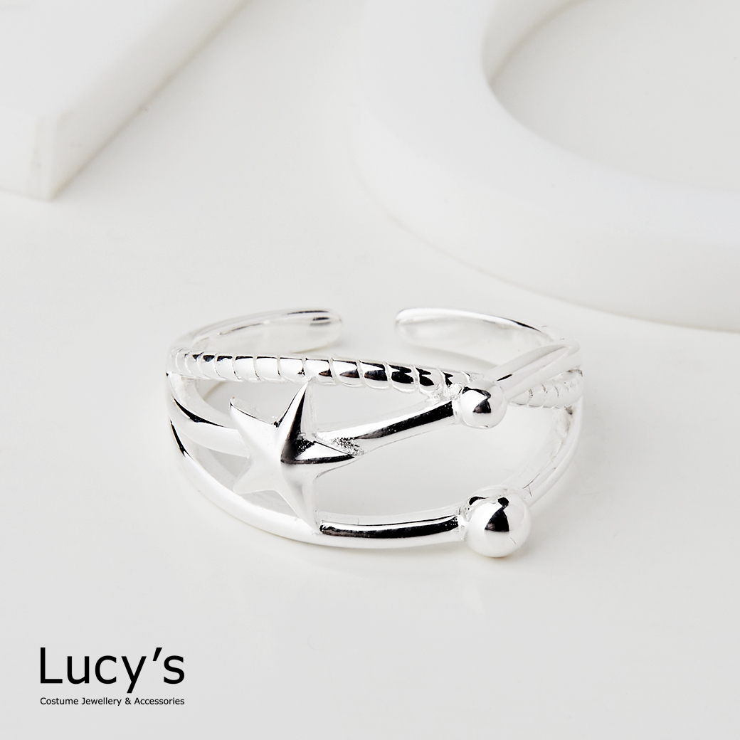 925純銀 夜空星光 開口戒 (108026)