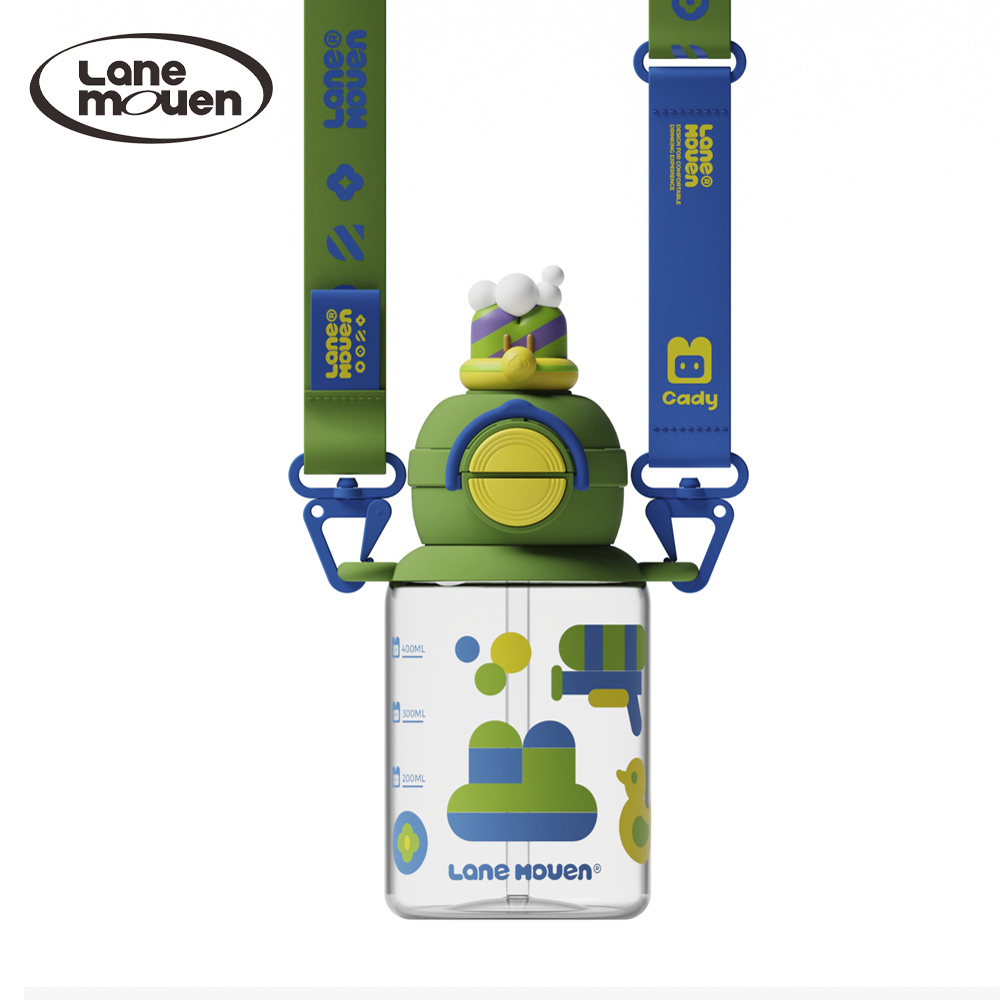 Lane mouen 渡假風系列雙飲水杯600ml (附贈水壺背帶)  - 綠色