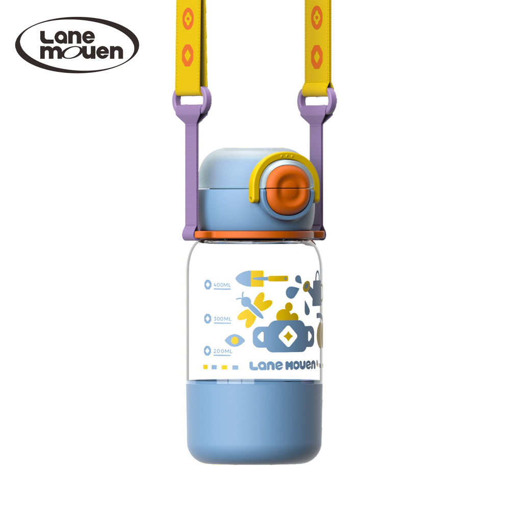 Lane mouen 派對系列雙飲水杯 600ml (附贈水壺背帶)  - 水藍色