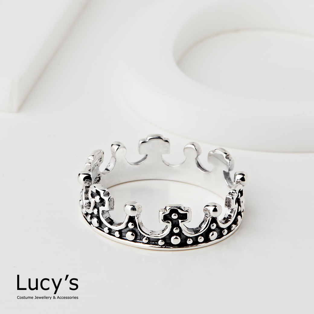 925純銀 王者之冠 硫化戒指 (115390)