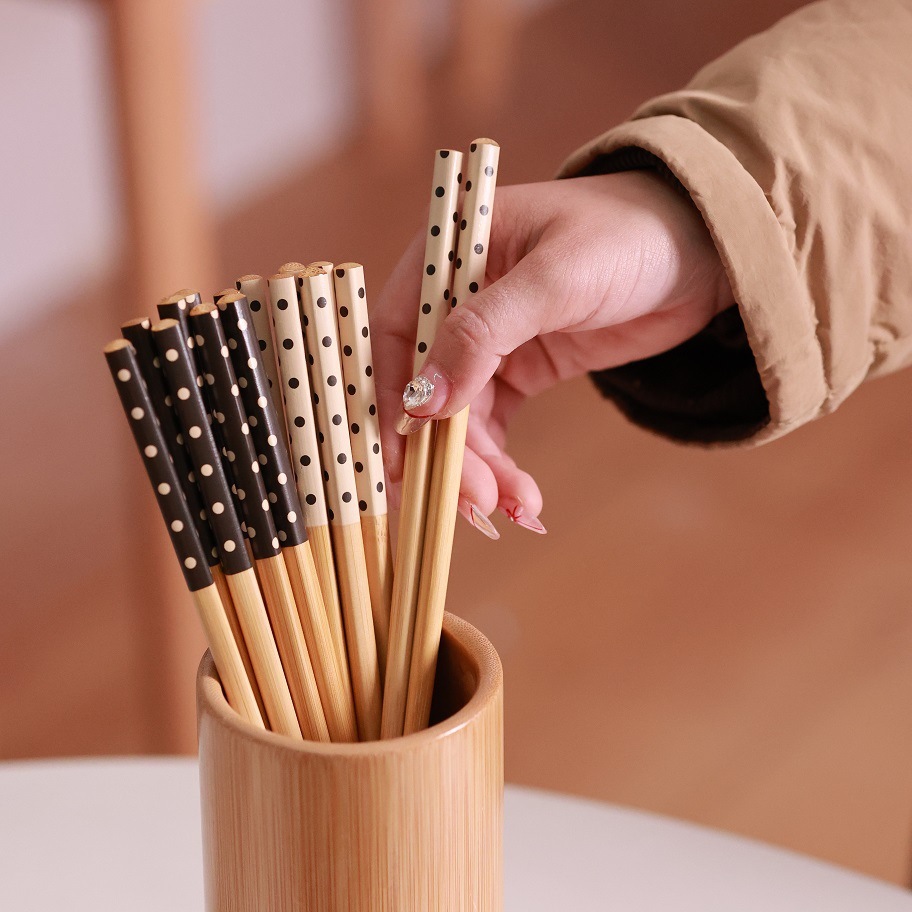 《4041》天然楠竹黑白點點造型竹筷