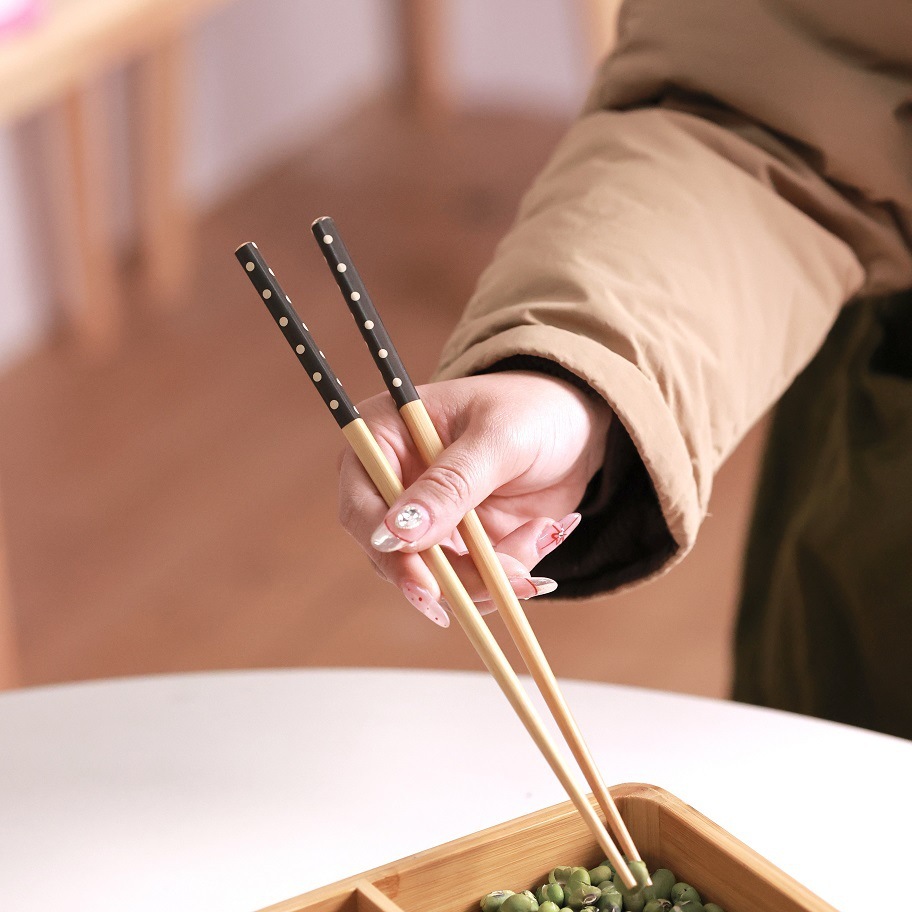 《4041》天然楠竹黑白點點造型竹筷