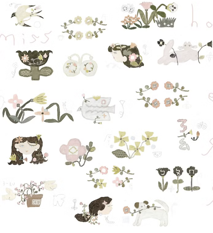 何包蛋｜花草少女 紙膠帶