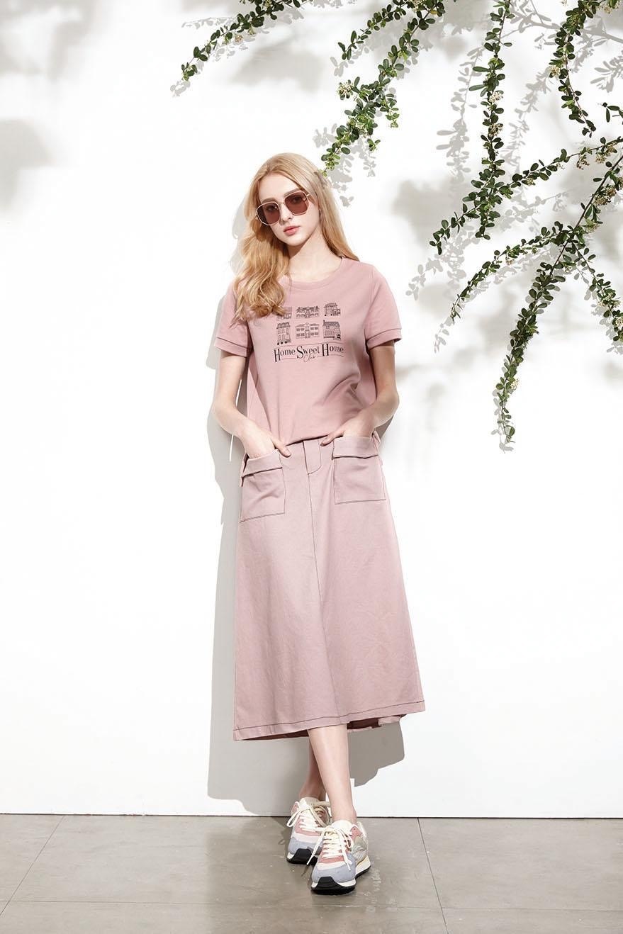 時尚口袋造型修身顯瘦長裙U6181