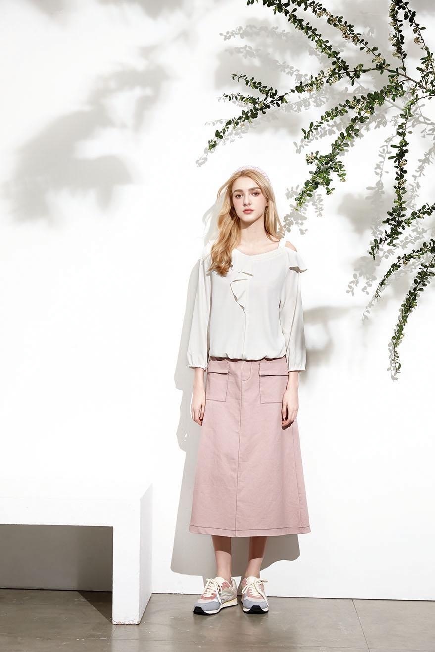 時尚口袋造型修身顯瘦長裙U6181