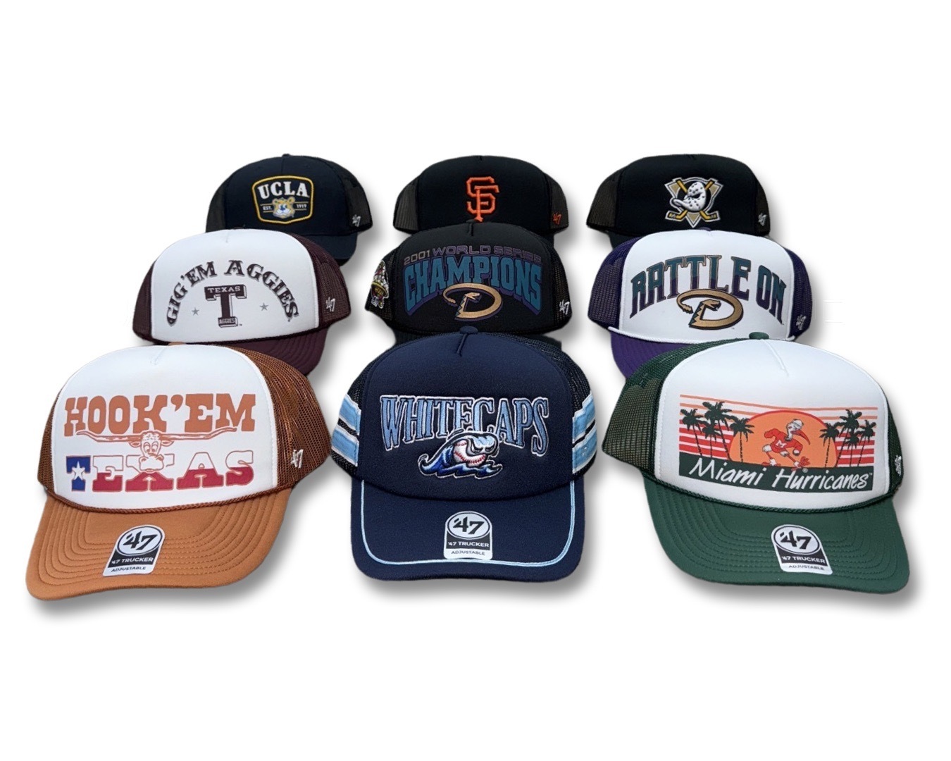 '47 Brand Trucker Hat - Unisex Adjustable Snapback, Cotton Twill Front, Mesh Back