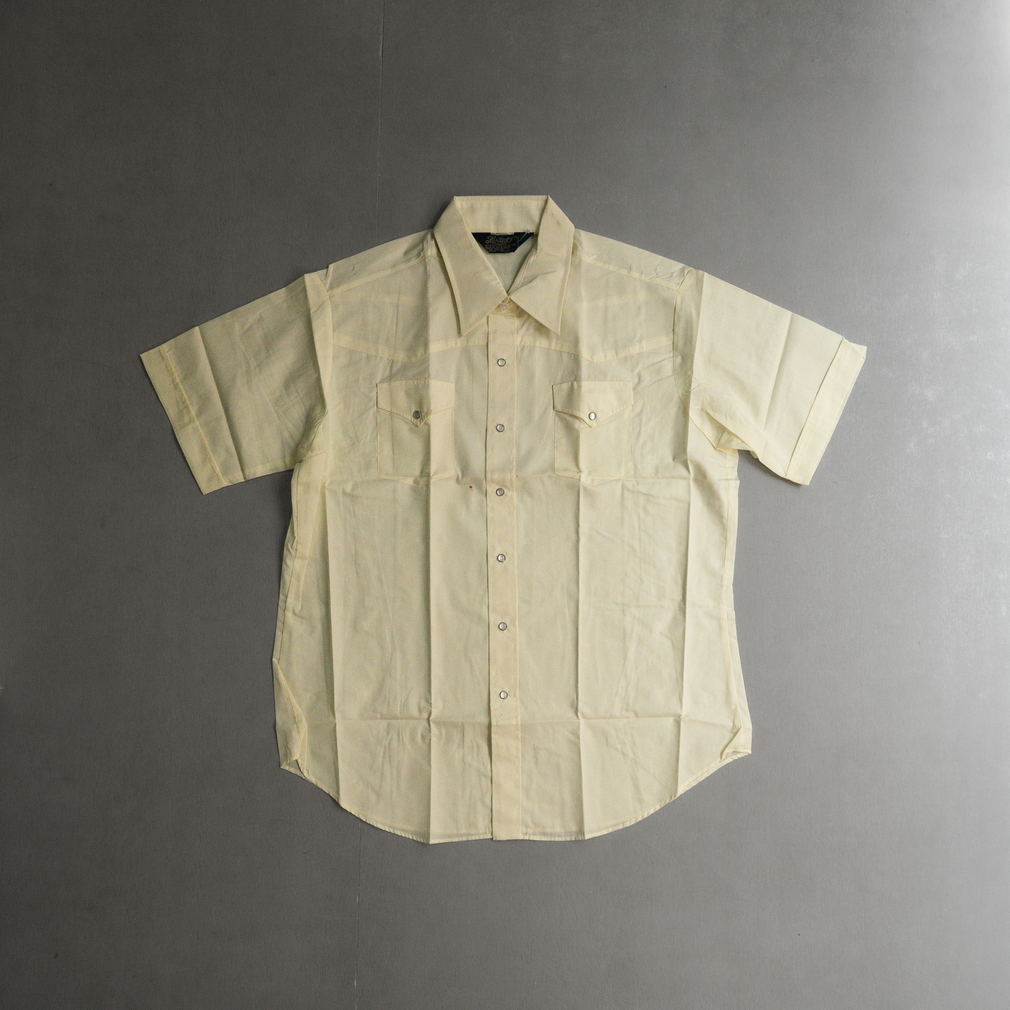 70S NOS S/S WESTERN SHIRT 美國 鵝黃色 箭領 西部 短袖 襯衫 庫存新品