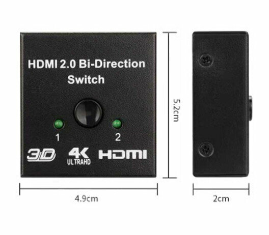 HDMI高清雙向切換器 2.0 一進二出分配器【黑色】