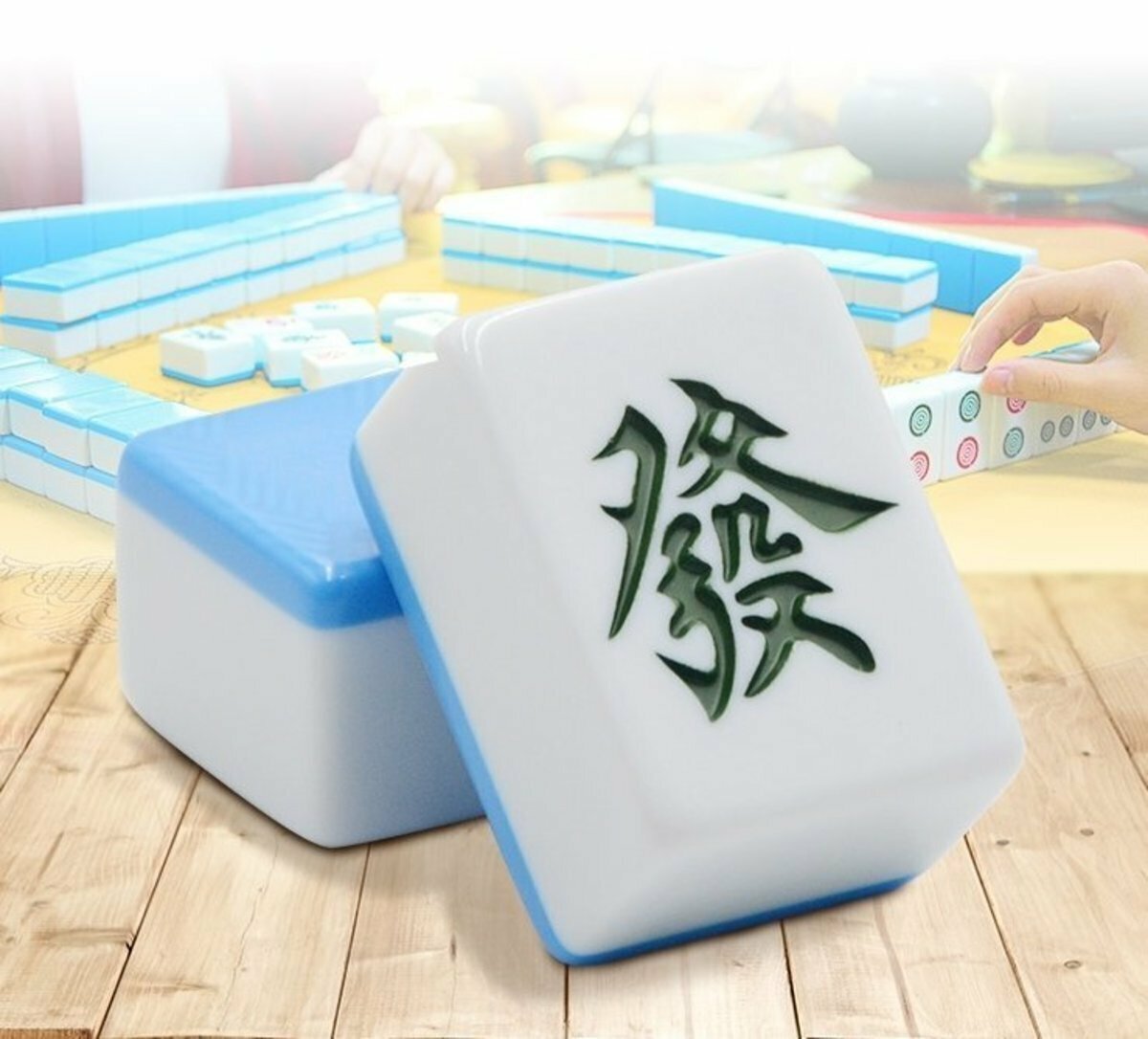 家用大號麻雀-42mm,144隻+皮包 (藍色)