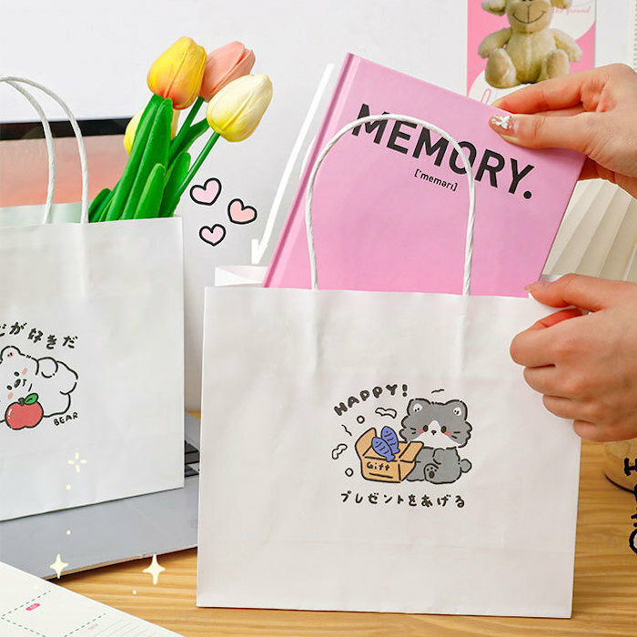 《41905》♾️狗狗貓貓線條感白色紙袋