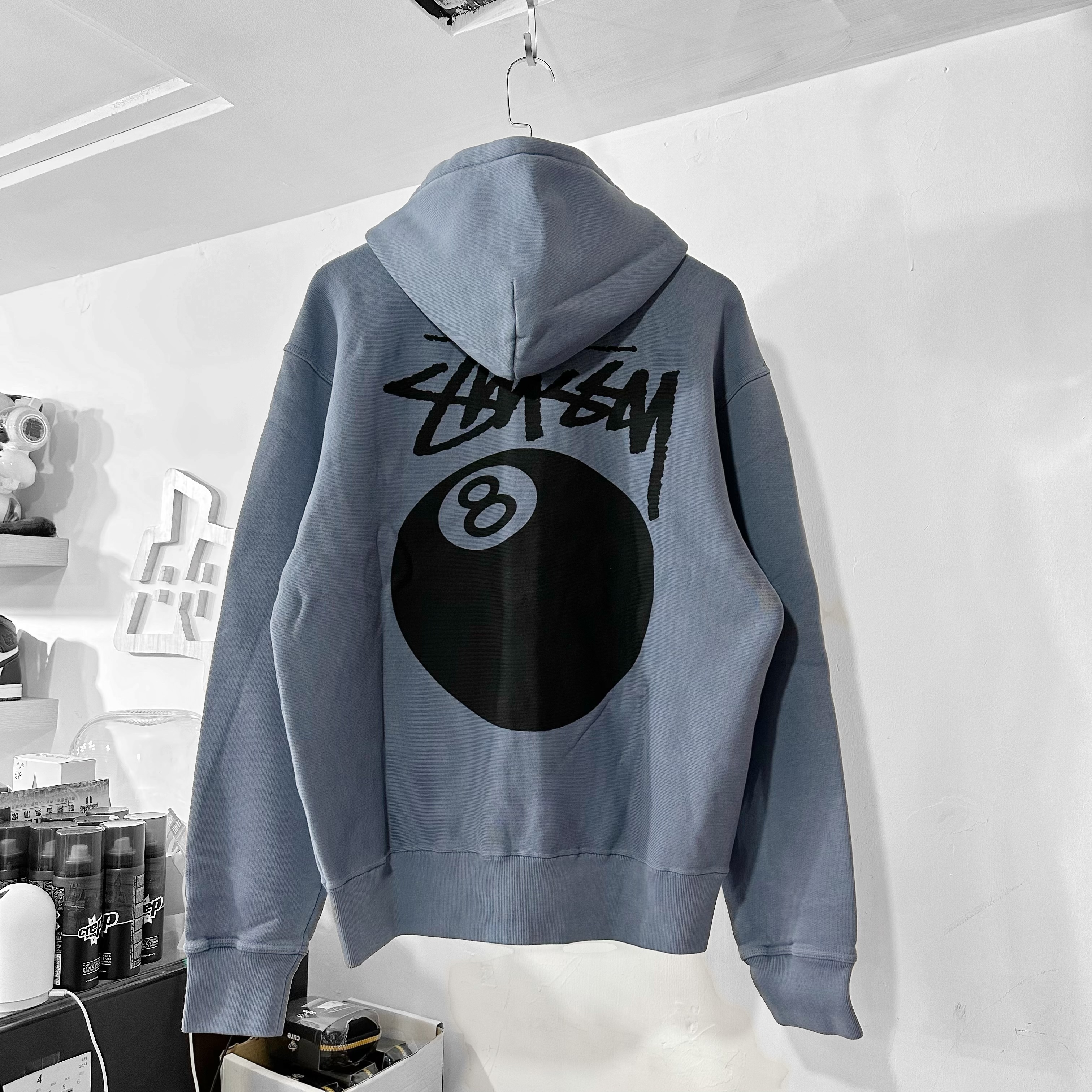 STUSSY SS24 8 Ball Pig. Dyed Zip Hood Navy 拉鏈外套