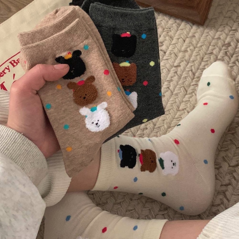 《41908》三隻小熊點點襪