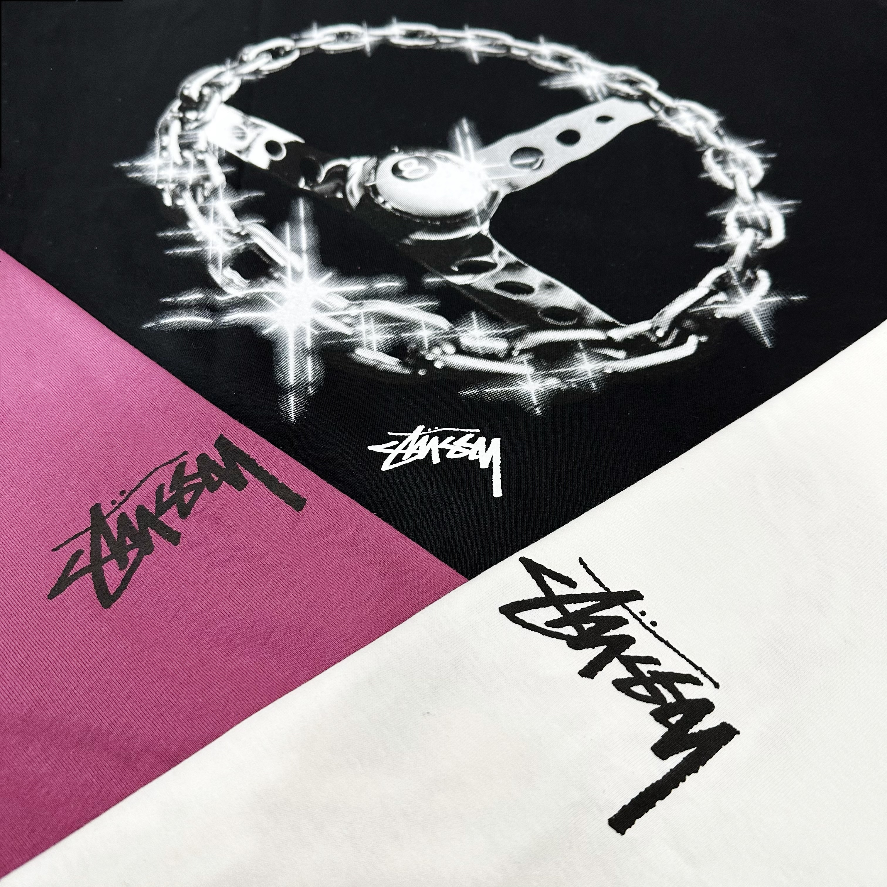★24SS 大人気★Stussy CHAIN-LINK TEE Stussy Chain-Link Tee White Shop Authentic at SASOM