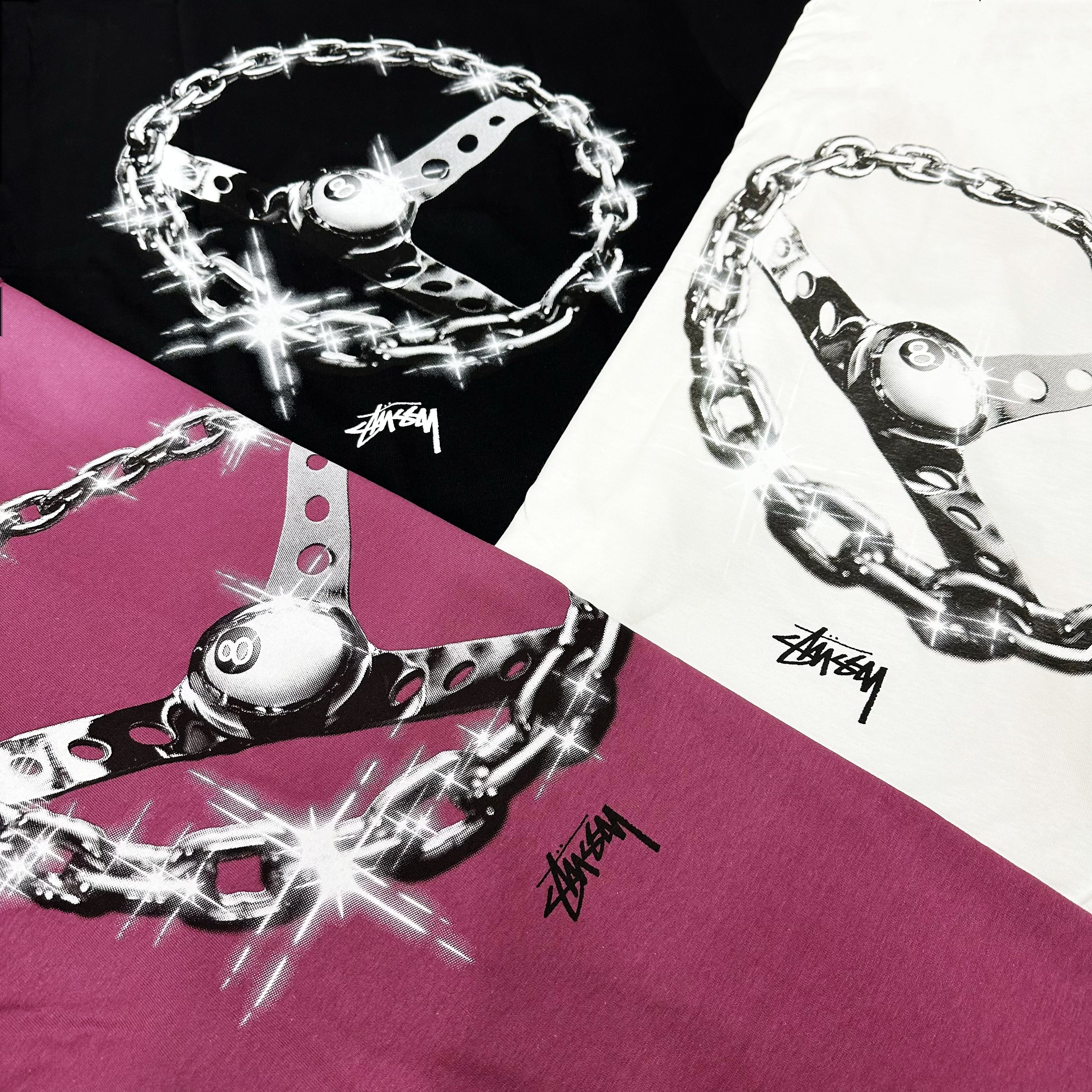 ★24SS 大人気★Stussy CHAIN-LINK TEE STUSSY SS24 CHAIN-LINK TEE WHITE