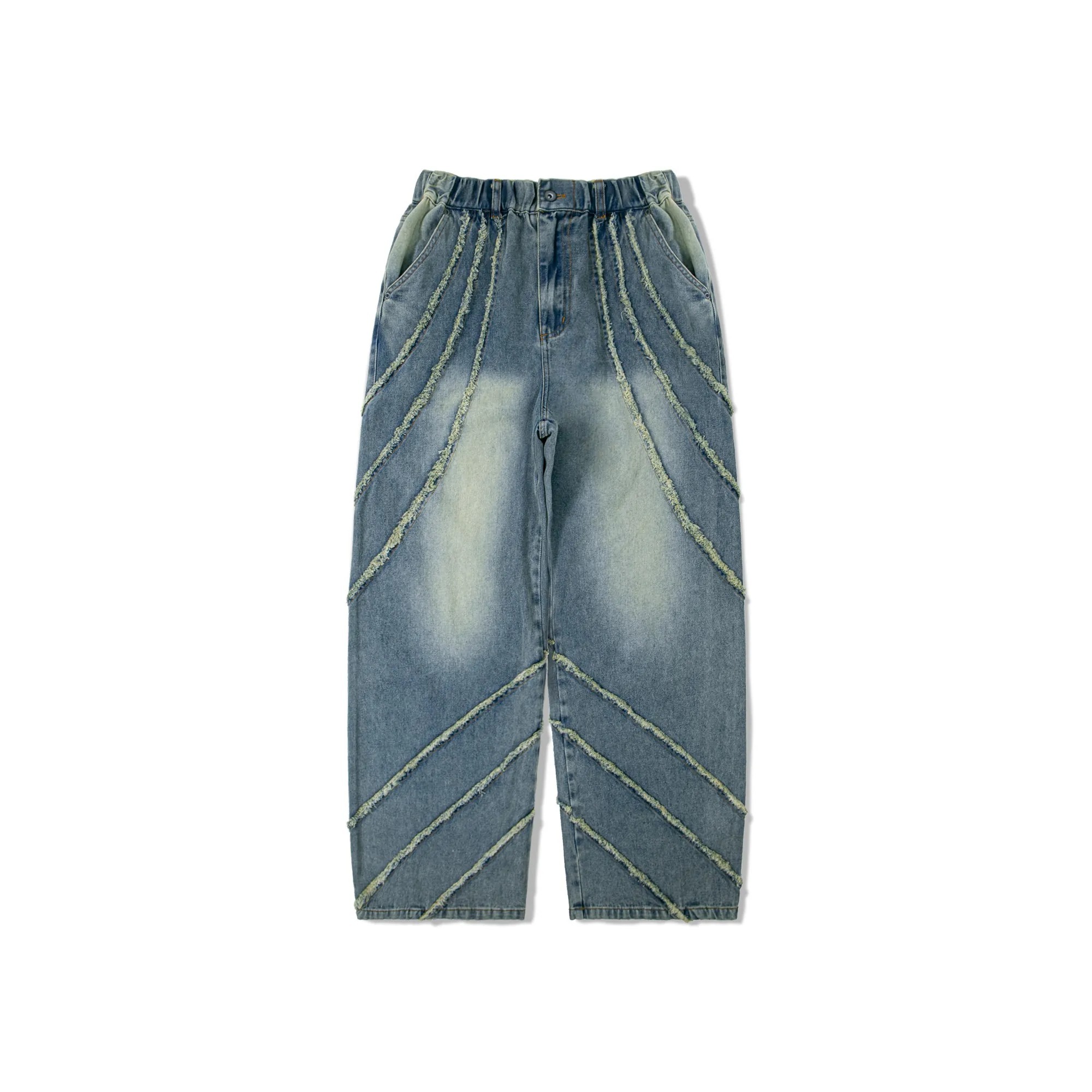 ORDINARY / TREE DENIM PANTS 不修邊微喇叭牛仔寬闊褲 - 水洗藍