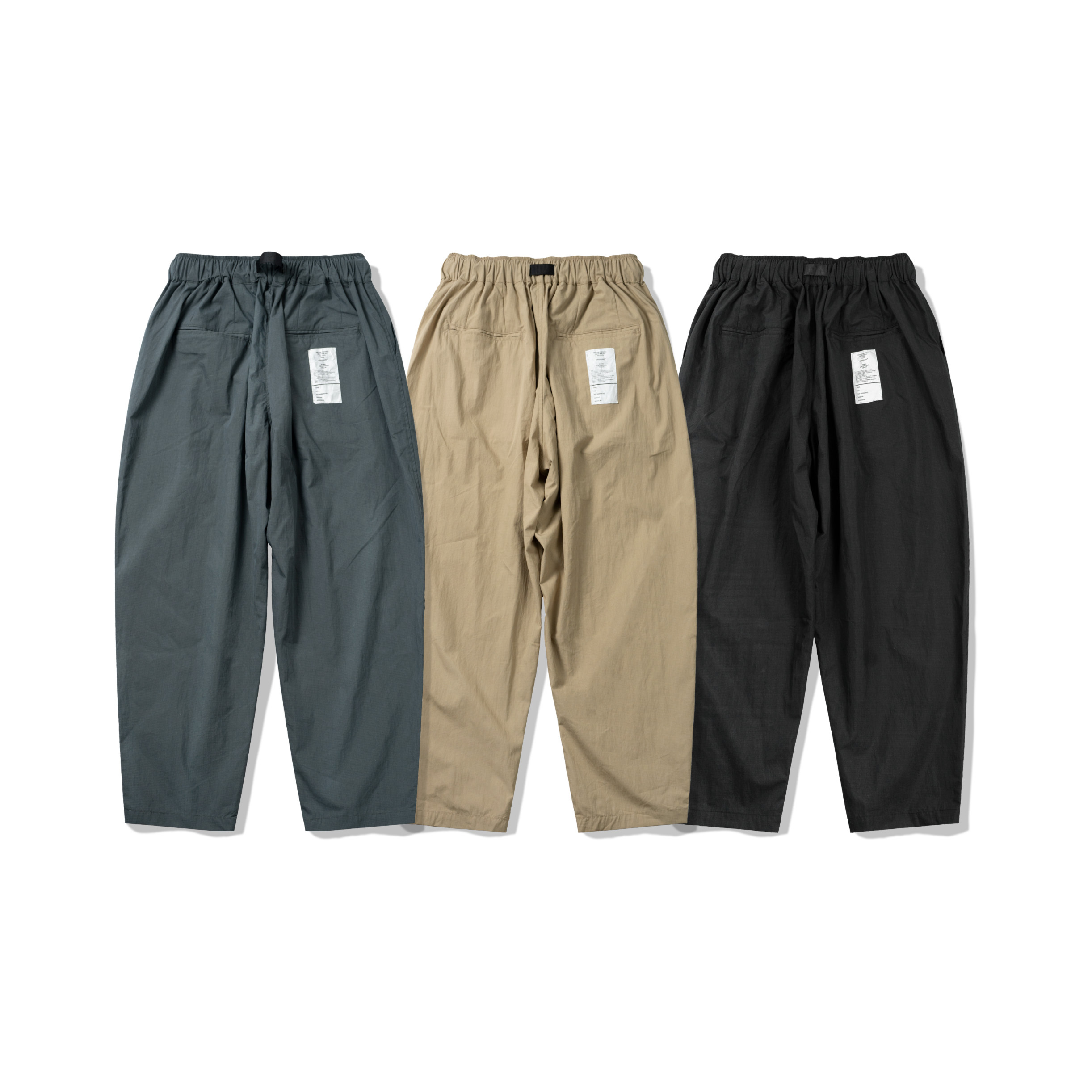 ORDINARY / TAPERED CASUAL PANT 抗撕裂調節磁扣寬鬆錐形休閒長褲 - 黑色 鐵灰 卡其