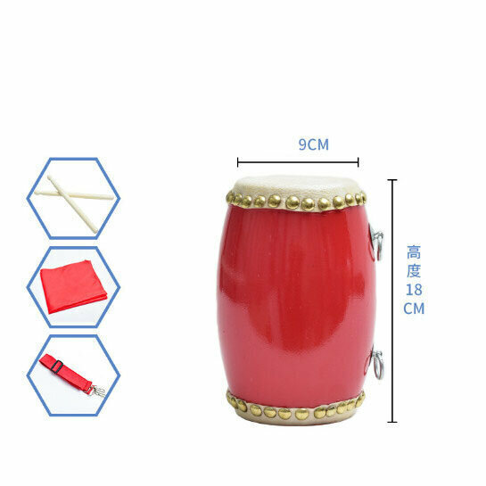 腰鼓樂器（9CM腰鼓+鼓棒+背帶+方巾）