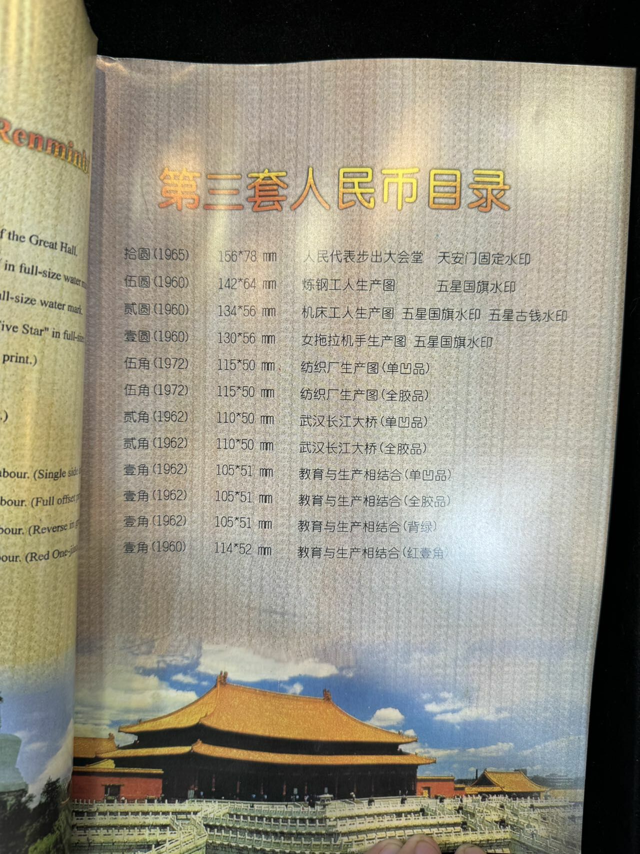 第三套人民幣珍藏冊