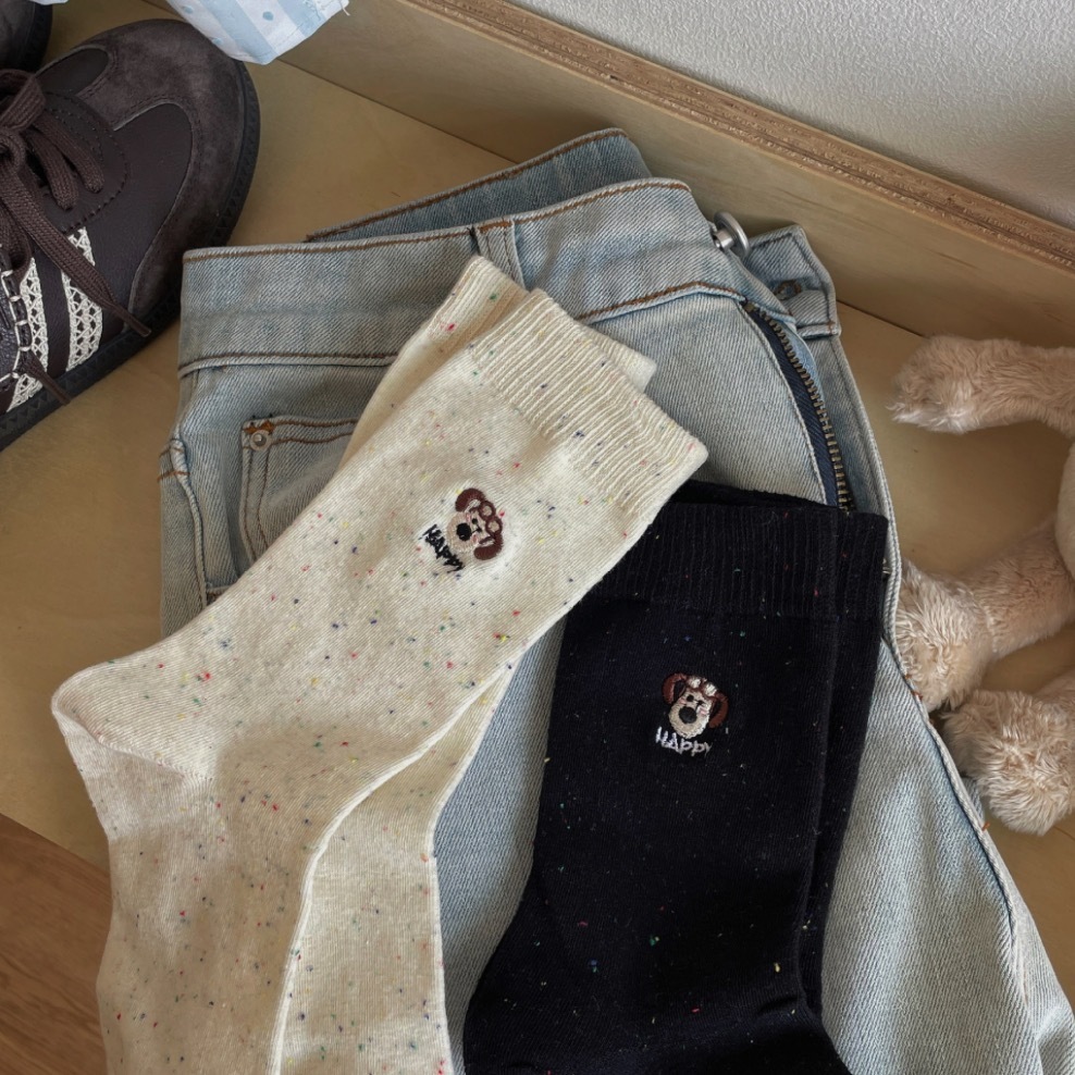 《42063》🐶阿高掌門狗刺繡中筒襪