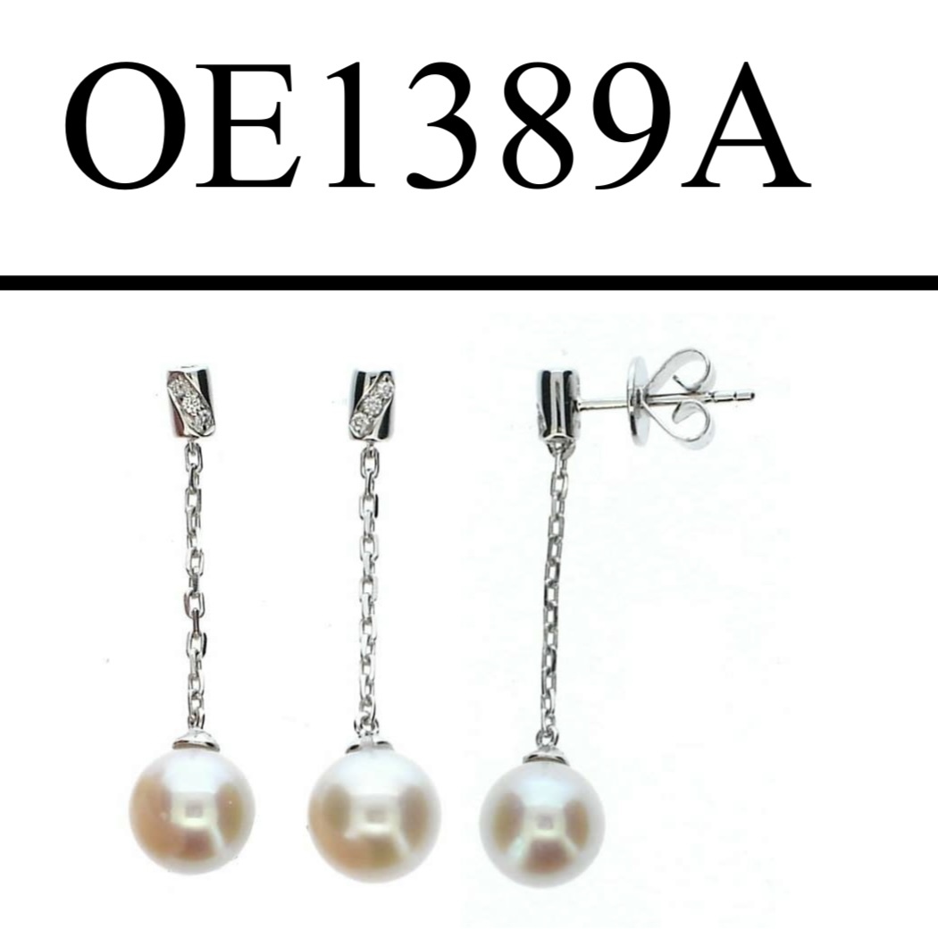 OE1389A 珍珠鑽石耳環 18KW