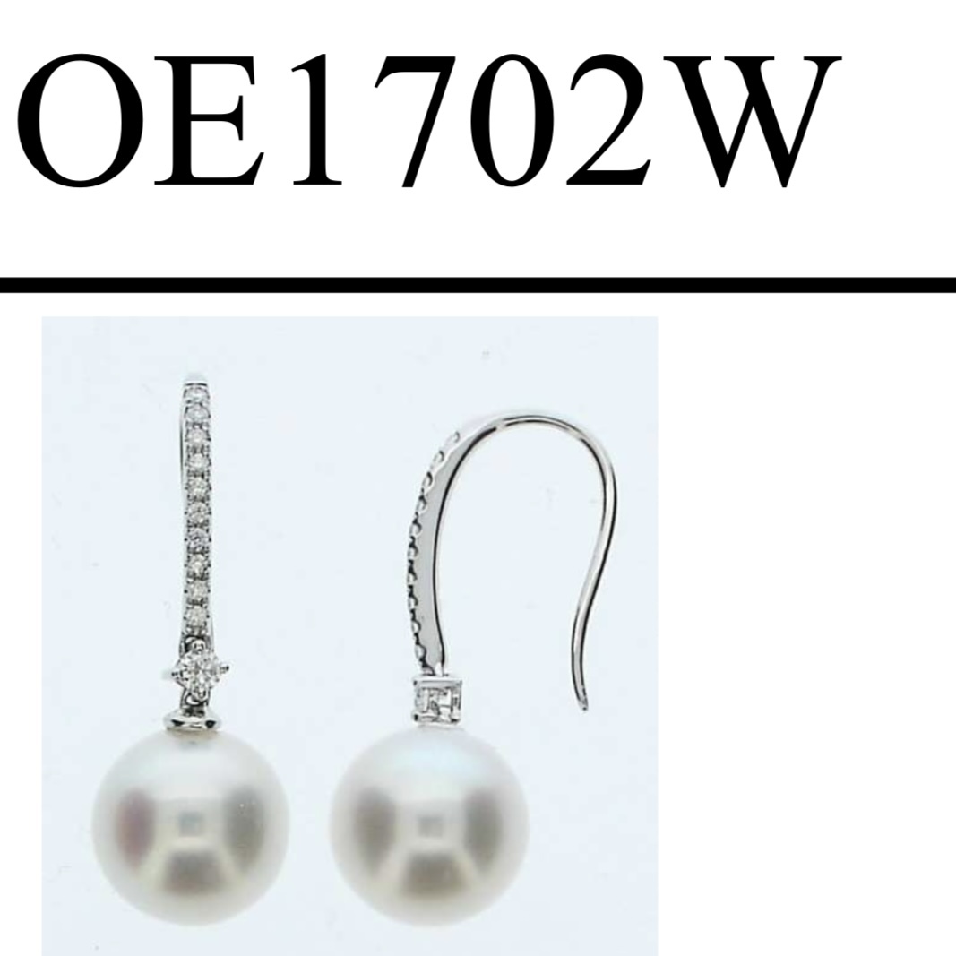 OE1702W 珍珠鑽石耳環 18KW