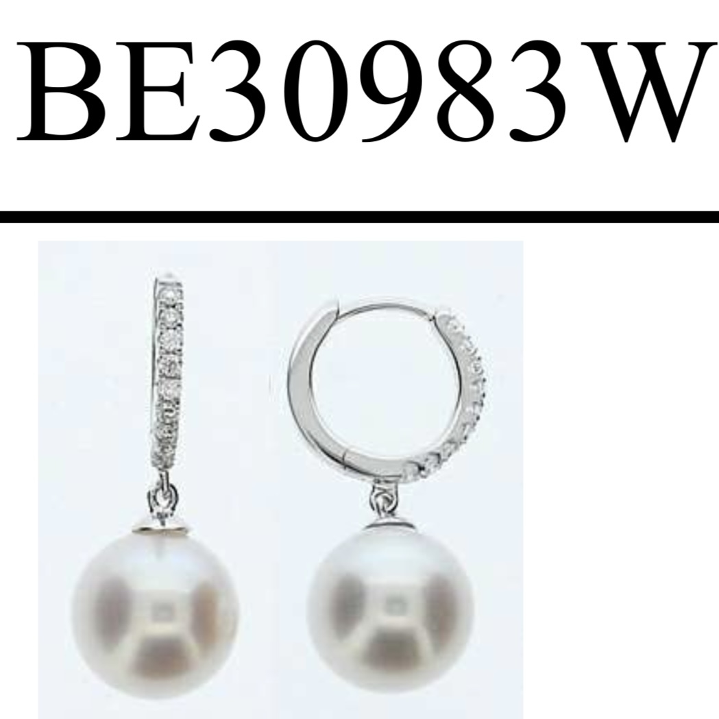 BE30983W 珍珠鑽石耳環 18KW
