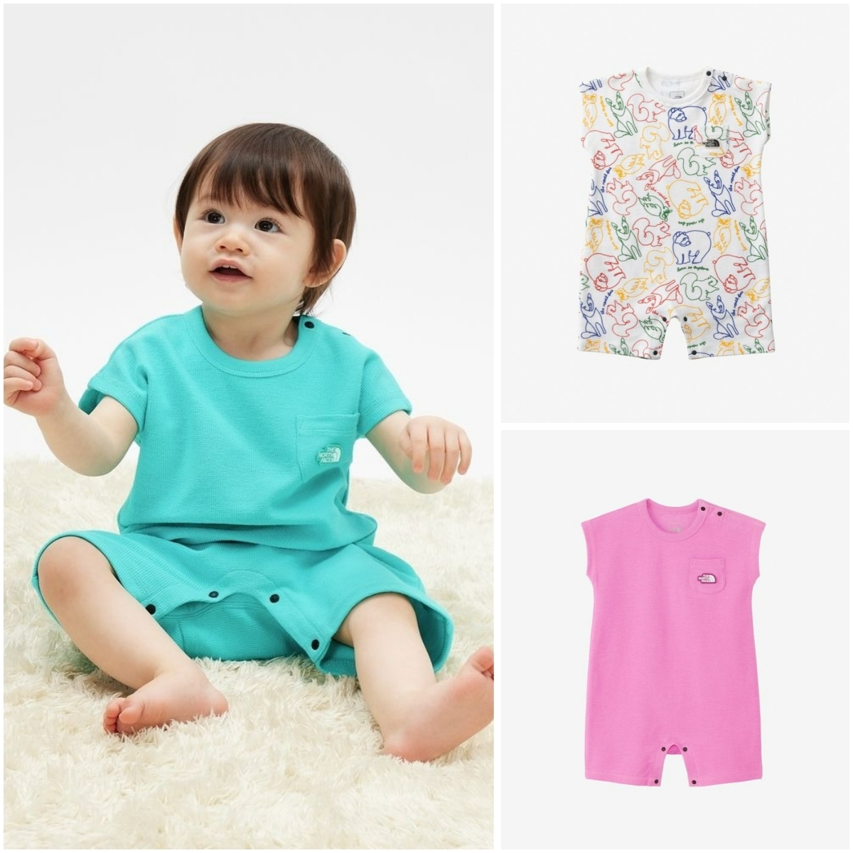 預購┃日本 THE NORTH FACE B L-PILE ROMPERS 嬰兒 有機棉 連身衣