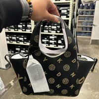 [S] DKNY KZH22V32 LOGO SMALL TOTE,BLACK MONOGRAM, 755406282023 (SD874)