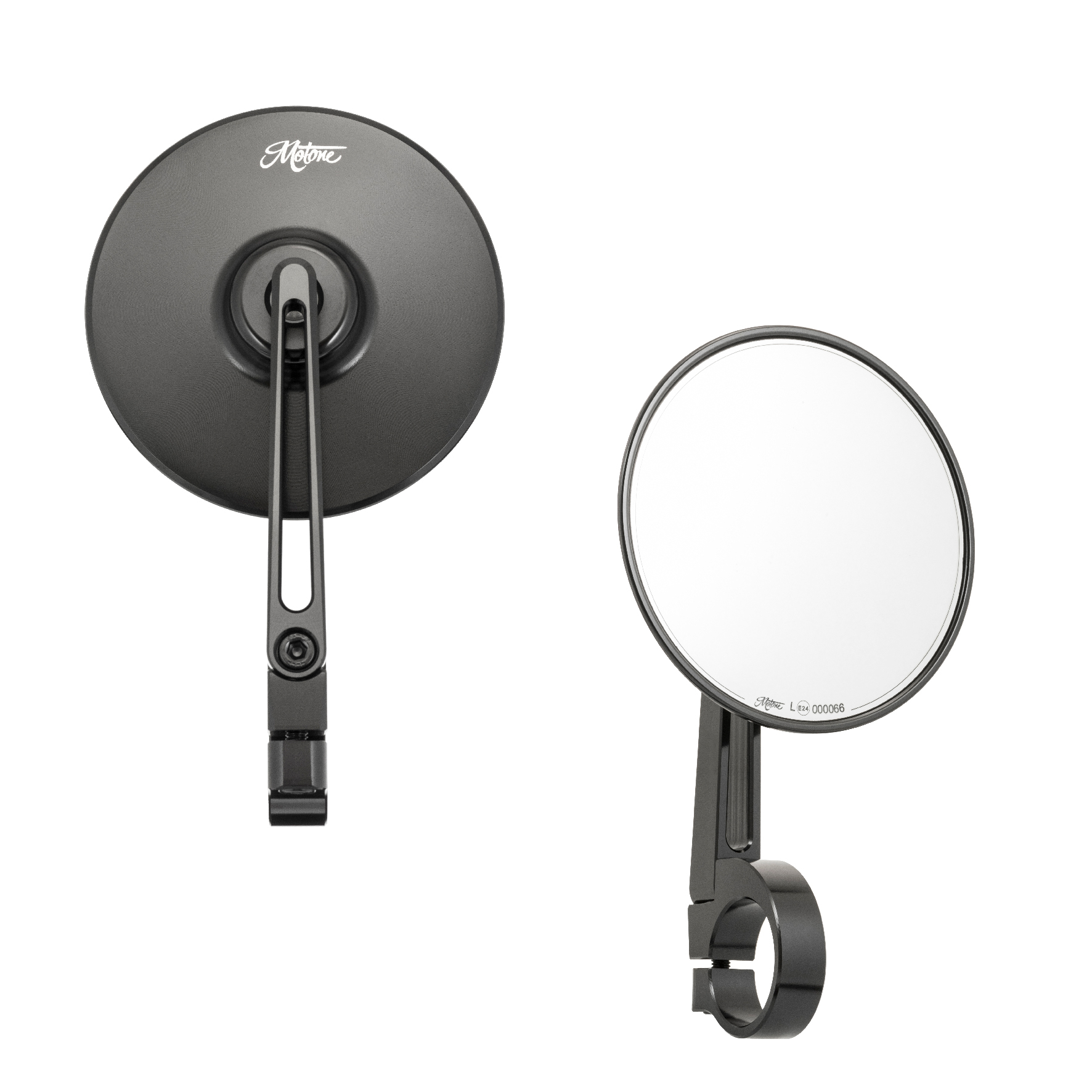 Motone Bar End Mirrors - 4"round - TURISMO Billet (E-mark)