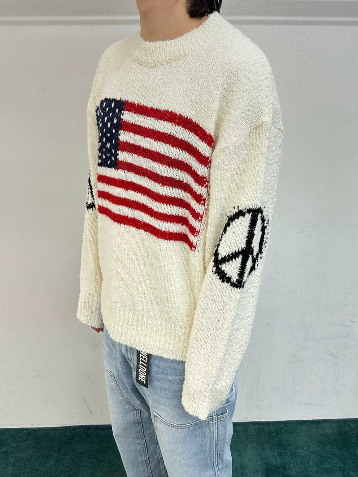 國旗圖案針織衫 WELL DONE-030T