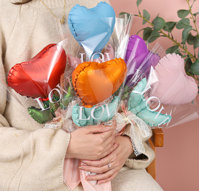 手捧爱心气球花套装（款式随机）10个一套