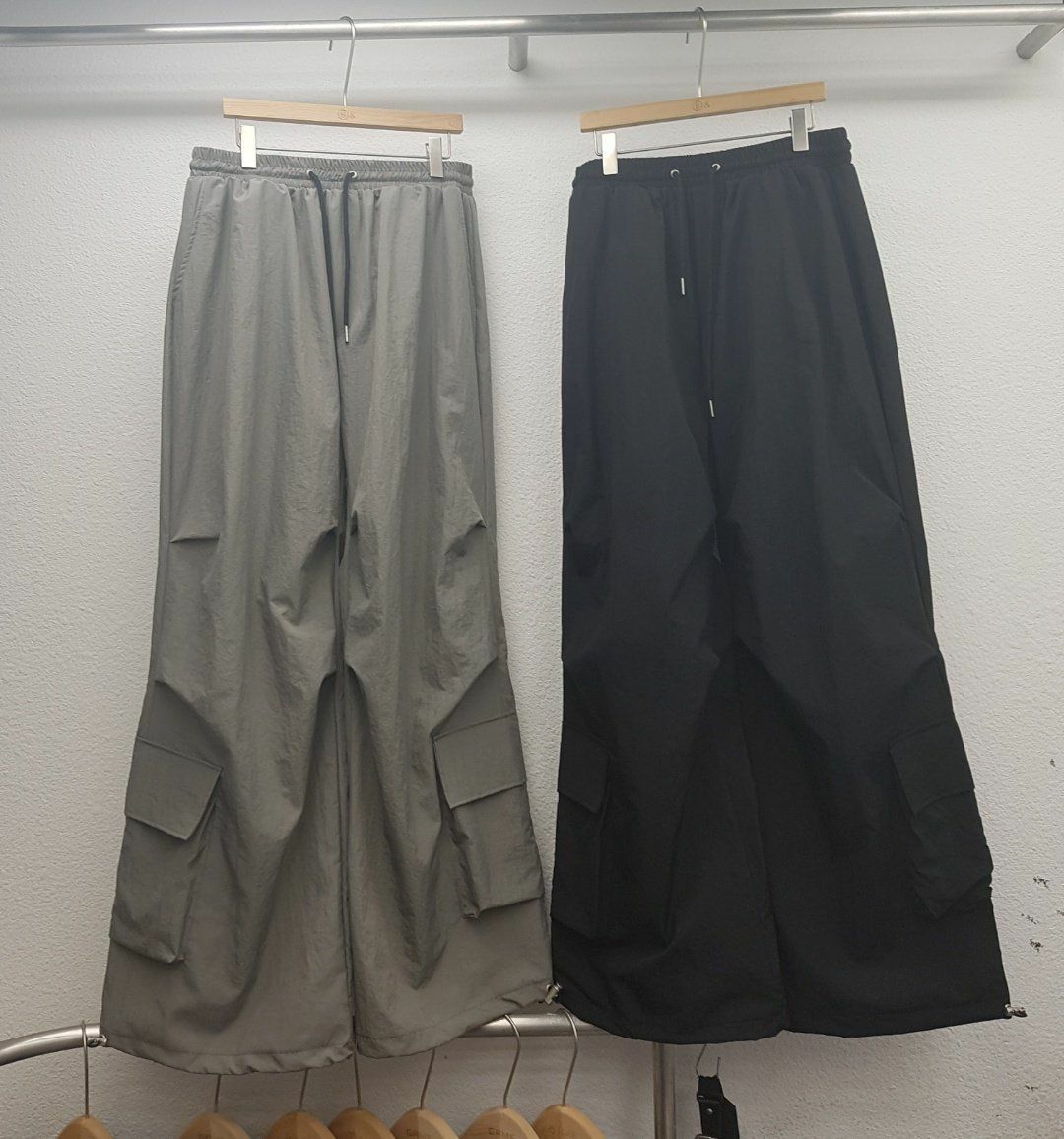 淨色可束腳工裝鬆身褲 GAME-027P