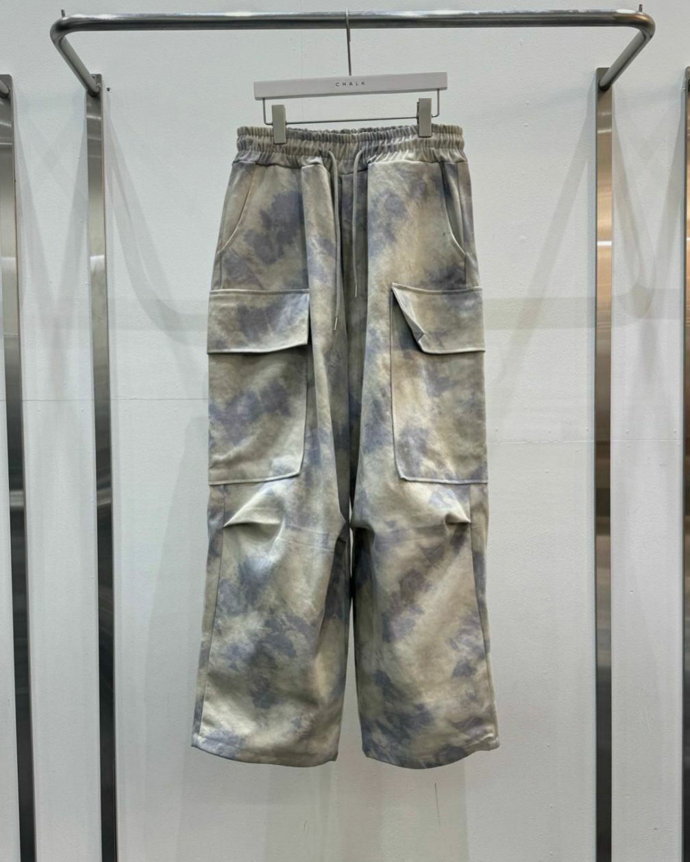 紮染可束腳工裝鬆身褲 CHALK-003P