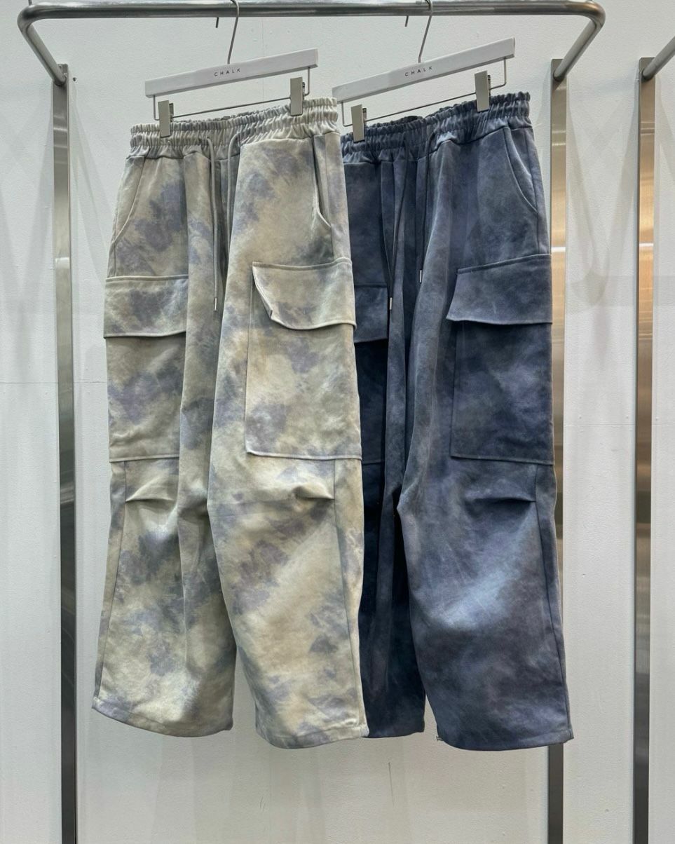 紮染可束腳工裝鬆身褲 CHALK-003P