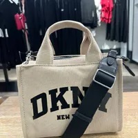 [S] DKNY R41A0C80 LOGO PRINT HAND/CROSSBODY BAG,LT KHAKI/BLACK, 755403869555 (SD877)