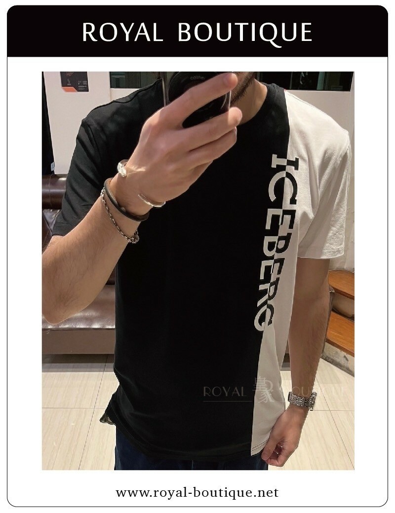 ICEBERG  縱向撞色英字短T