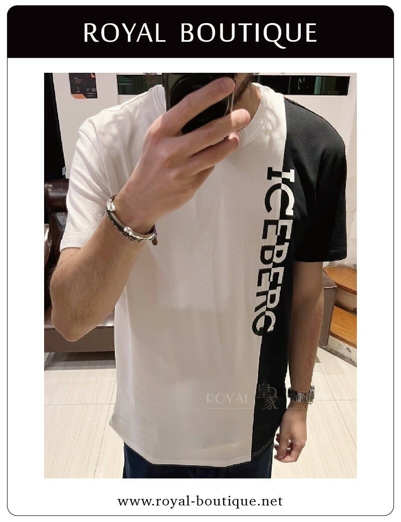 ICEBERG  縱向撞色英字短T