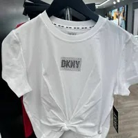 [S] DKNY LOGO BLING BLING ROUND NECK CROP TOP TEE,WHITE, DP4T9788-WHT (SD886)