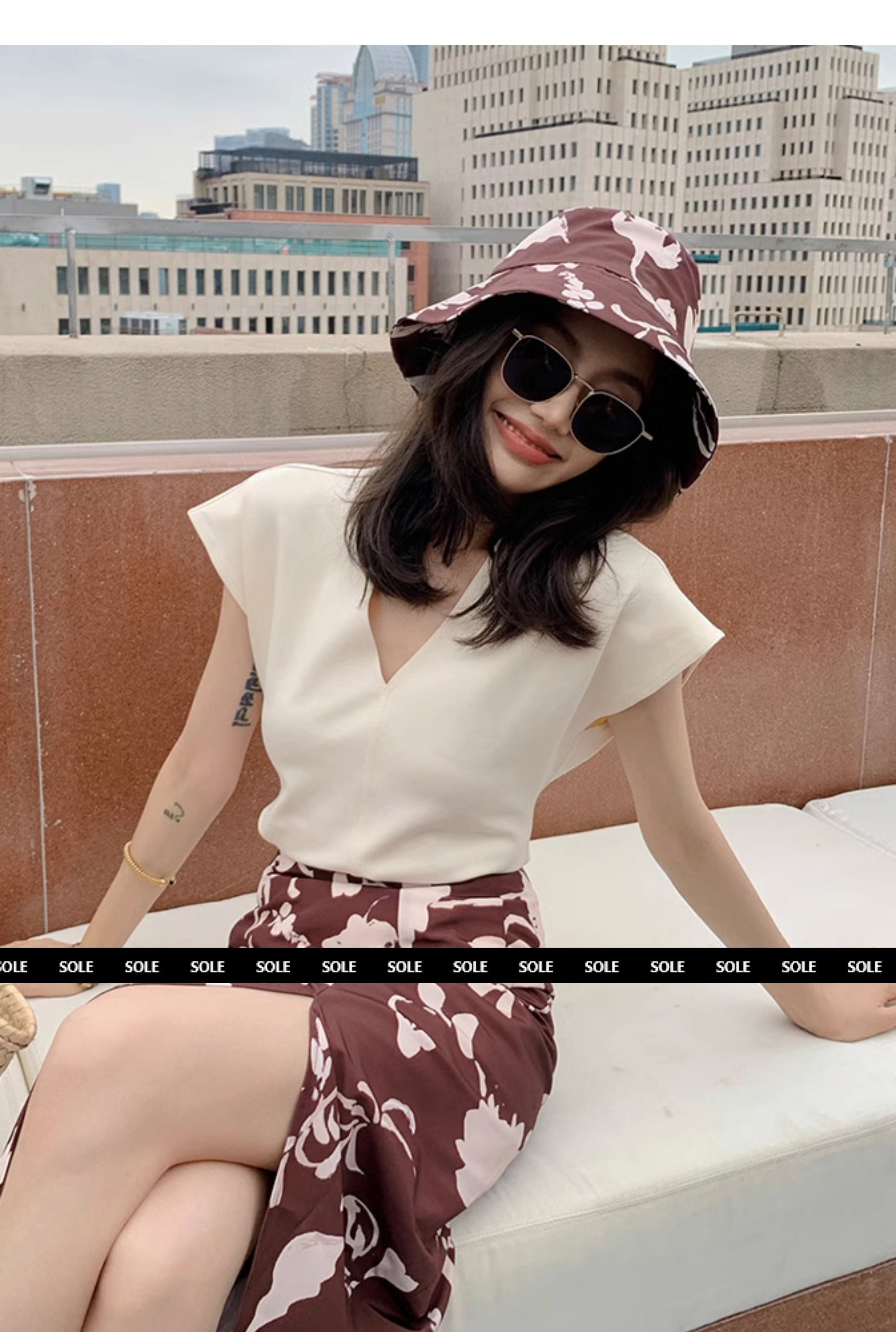 顯瘦簡約上衣(白/桃)