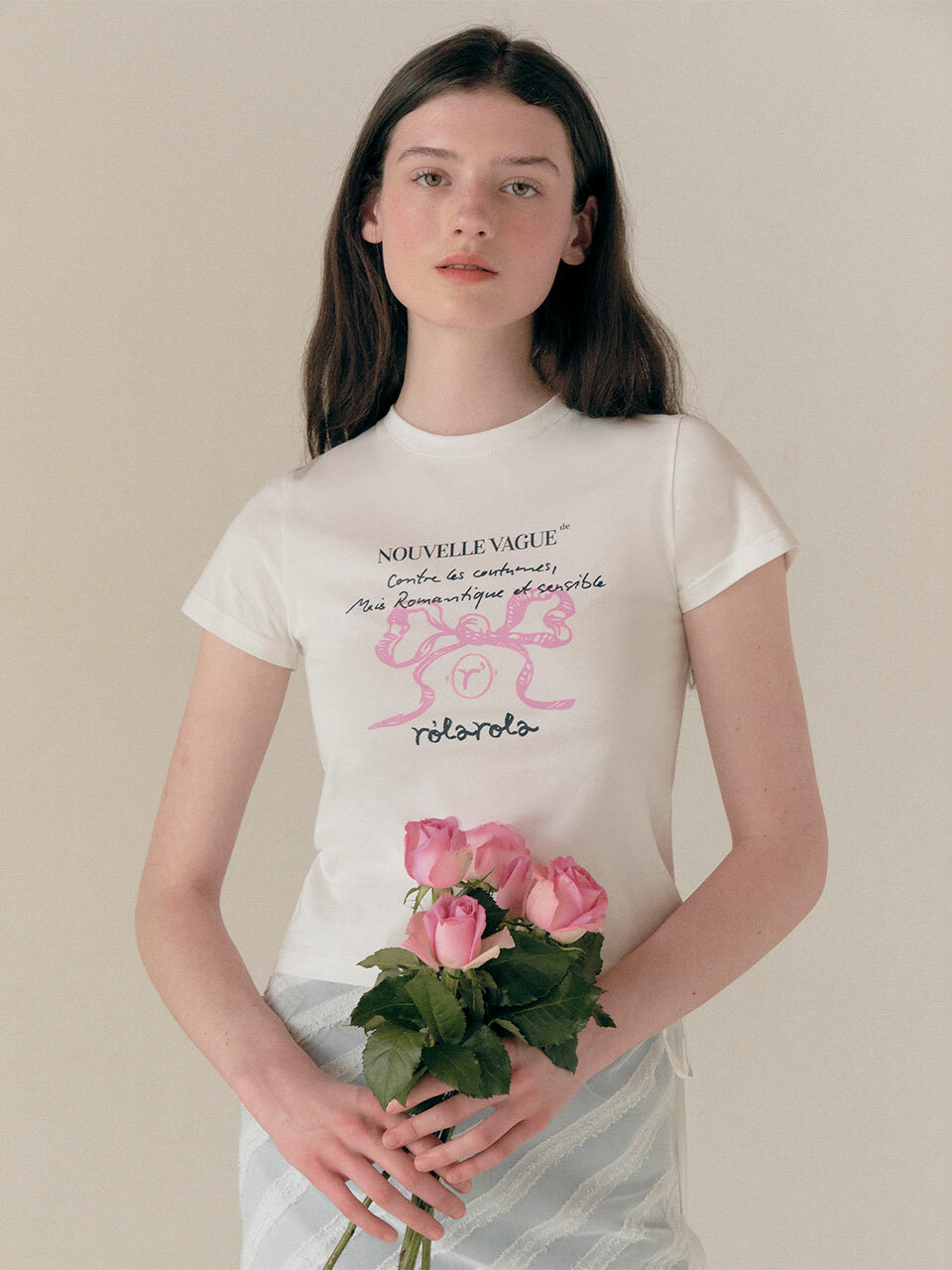 rolarola - ROLA RIBBON HALF T-SHIRT (WHITE)