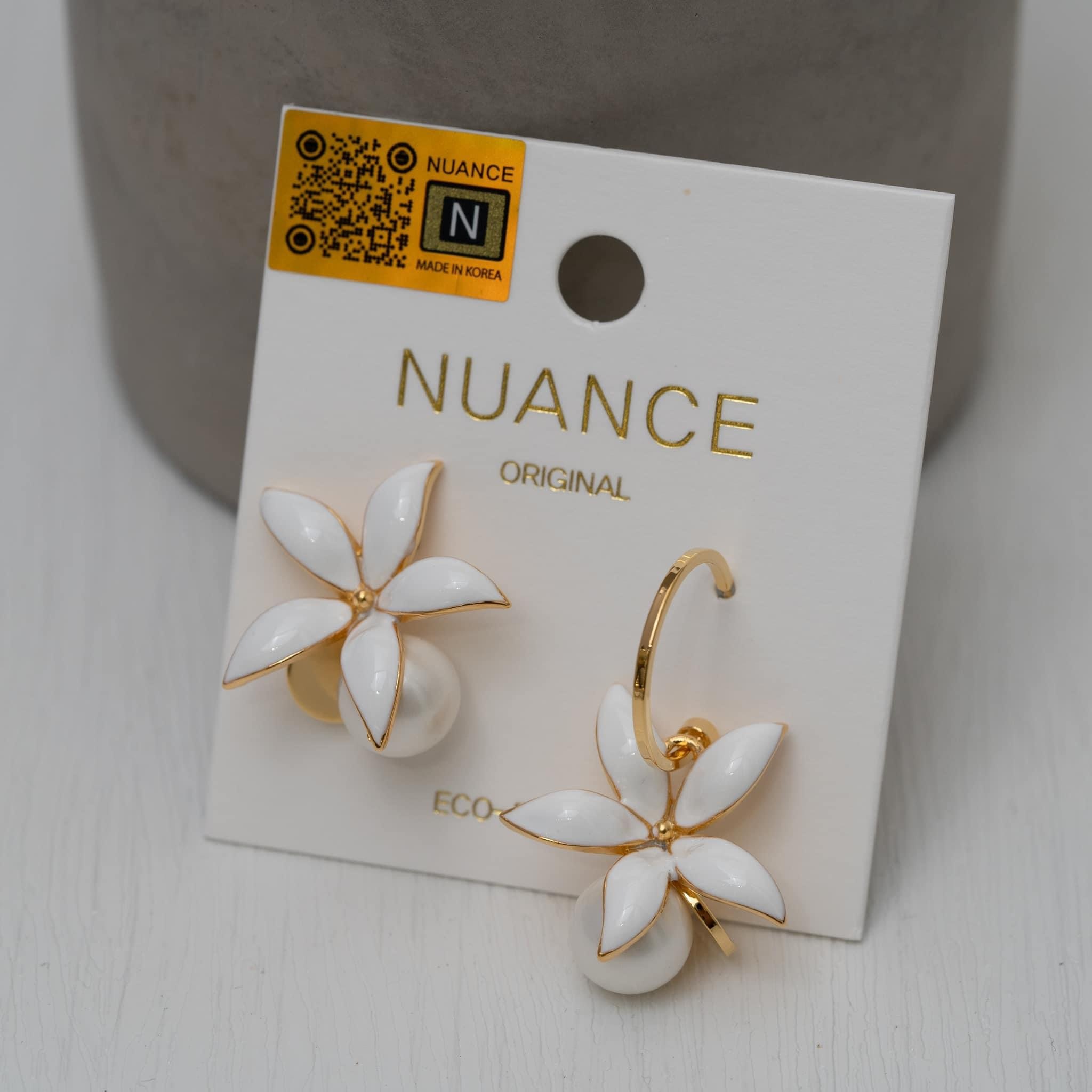 Nuance 金色鴛鴦花吊耳環