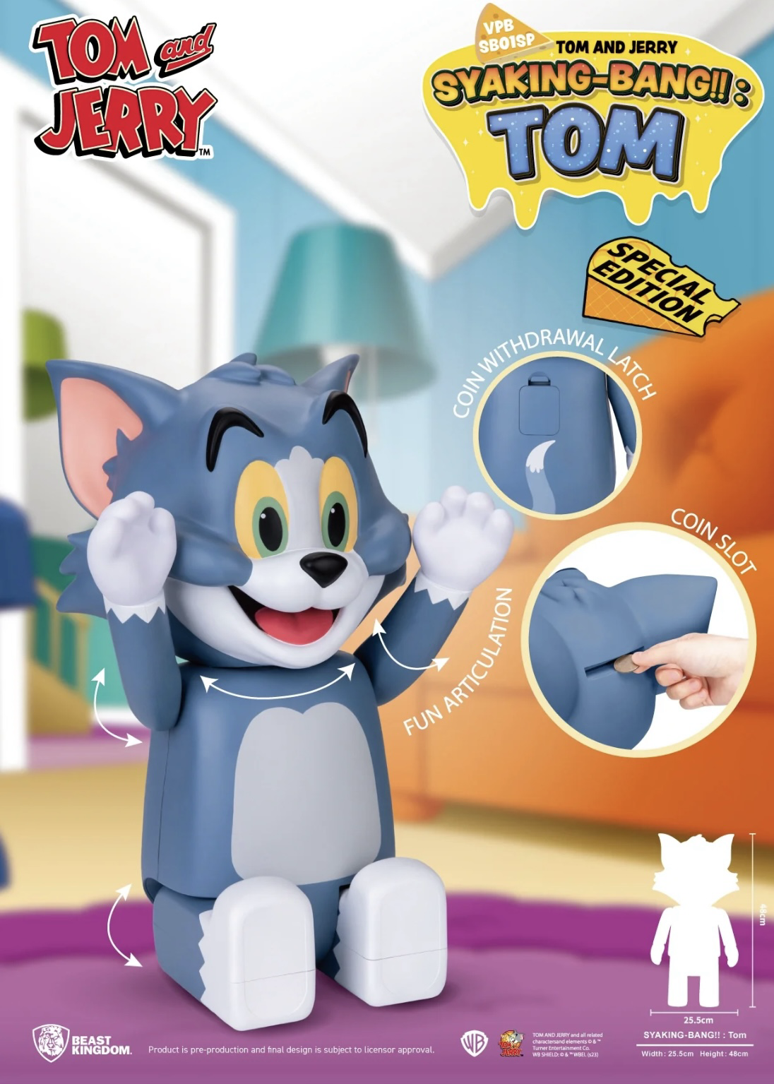 Tom & Jerry 湯姆貓 大型存錢筒 SYAKING 公仔 華納正版授權