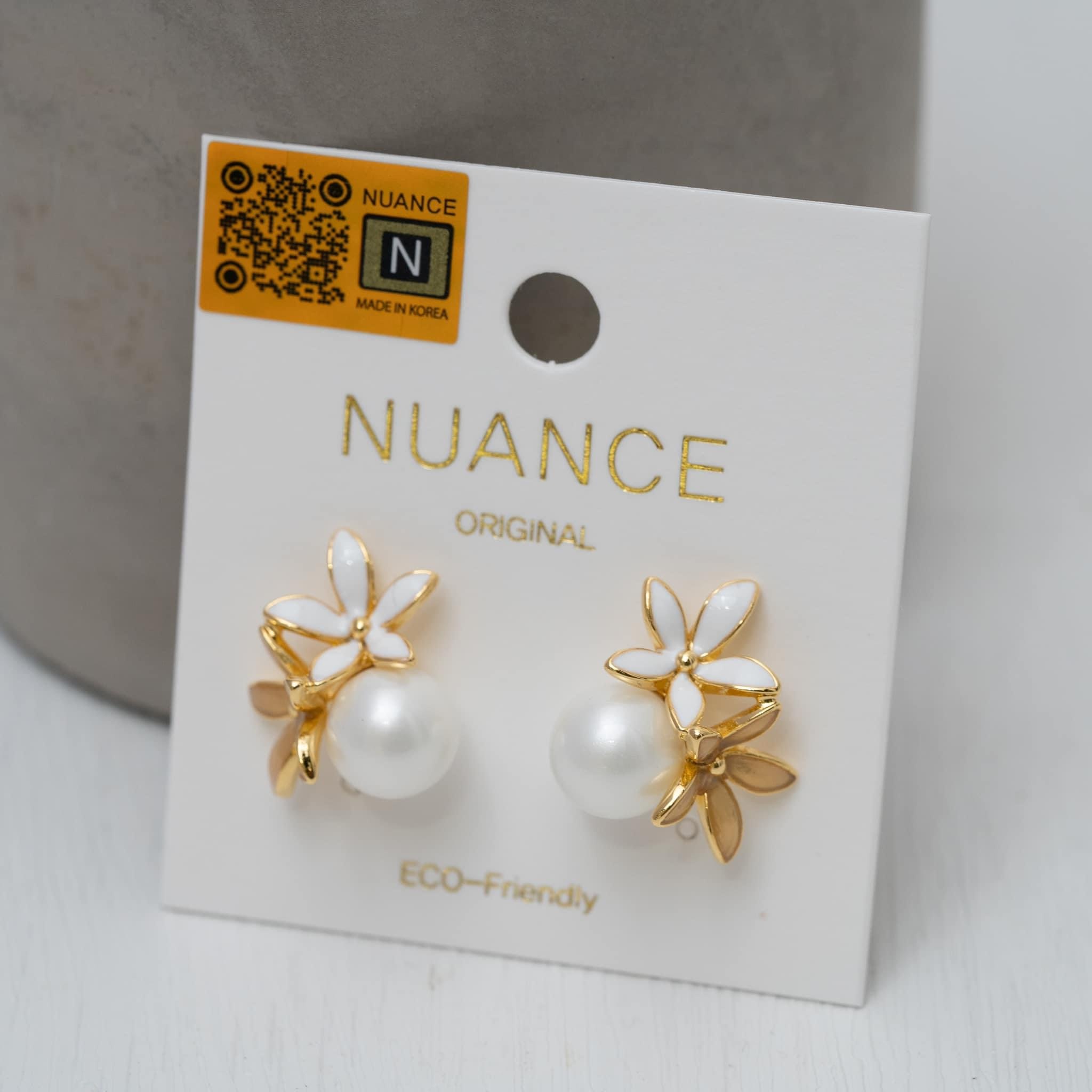 Nuance 珍珠花花吉耳環