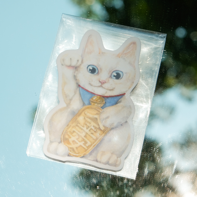 一氏夫婦 Escouple｜防水貼紙｜招財貓｜金安 白貓