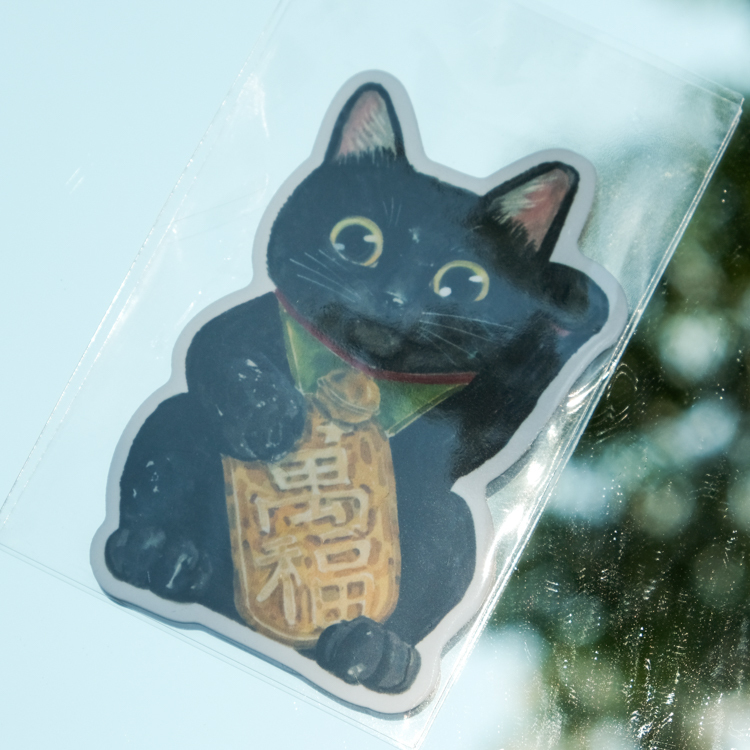 一氏夫婦 Escouple｜防水貼紙｜招財貓｜萬福 黑貓