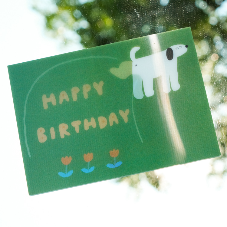 miii｜變換明信片｜HAPPY BIRTHDAY｜小狗澆花